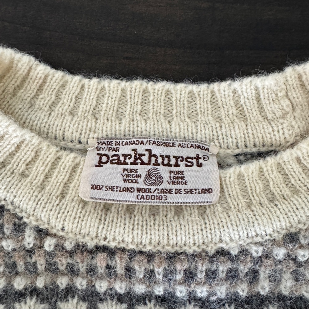 Parkhurst 100% Pure Virgin Wool Shetland Sweater - Medium Canada Classic Design - Picture 2 of 7